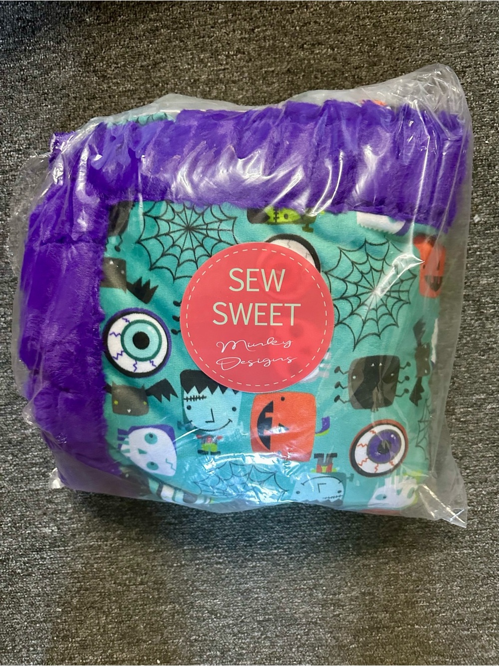 Sew Sweet Minky Halloween Minky Blanket - Teal & Purple